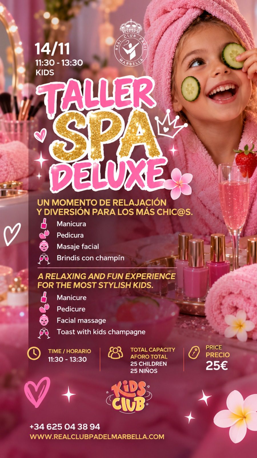 Spa Deluxe Workshop for kids at Kids Club, Real Club Padel Marbella